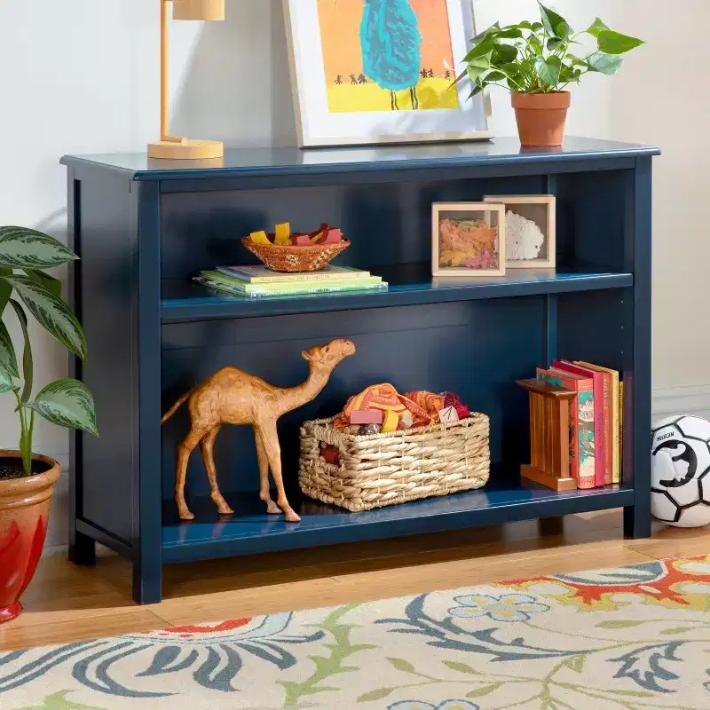 2-Shelf Pine Wood Bookcase 38x12x42