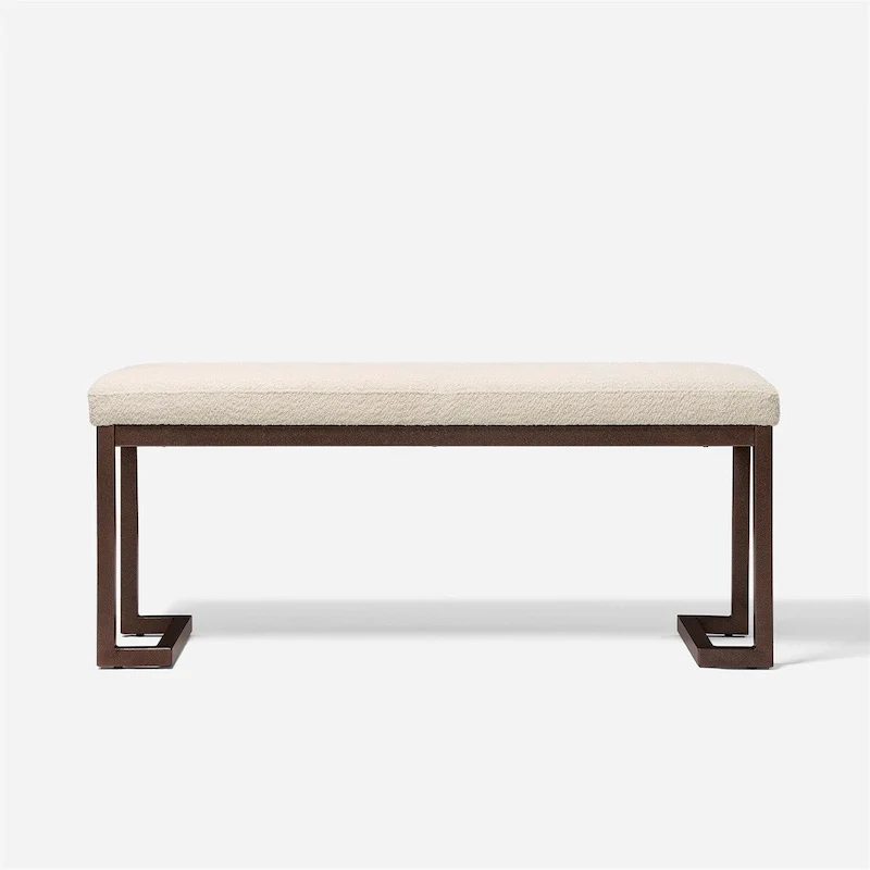 Metal Frame Boucle Upholstered Bench