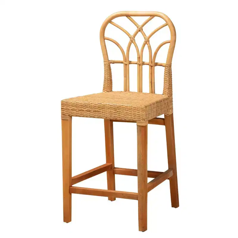 bali & pari Monaco Counter Height Barstool: Mahogany Frame, No Assembly Required, Fixed Height