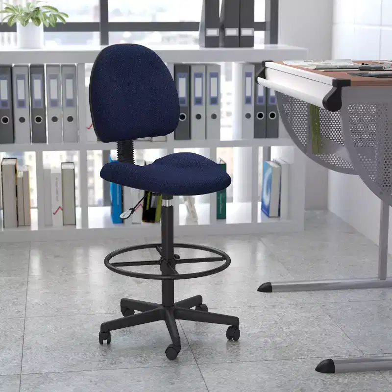 Adjustable Drafting Chair – Two Cylinder Heights, Mid-Back, Upholstered, 250 lb Capacity