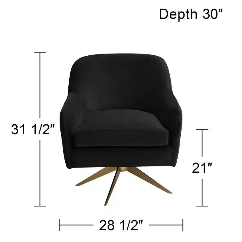 Studio 55D Ames Quilted Onyx Velvet Swivel Chair