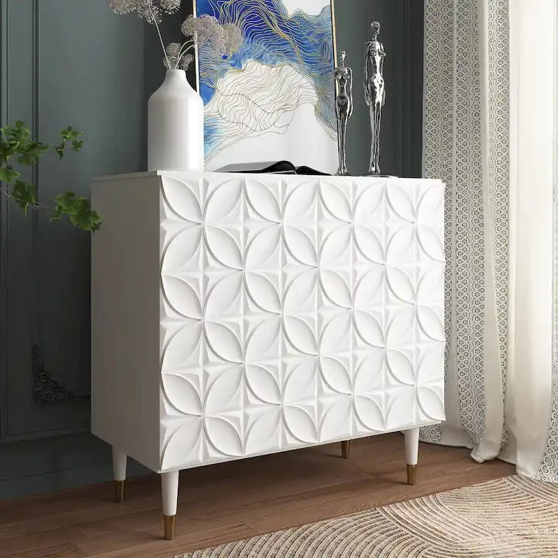 Clihome 2 Door Sideboard Glossy Locker Media Storage Accent Cabinet