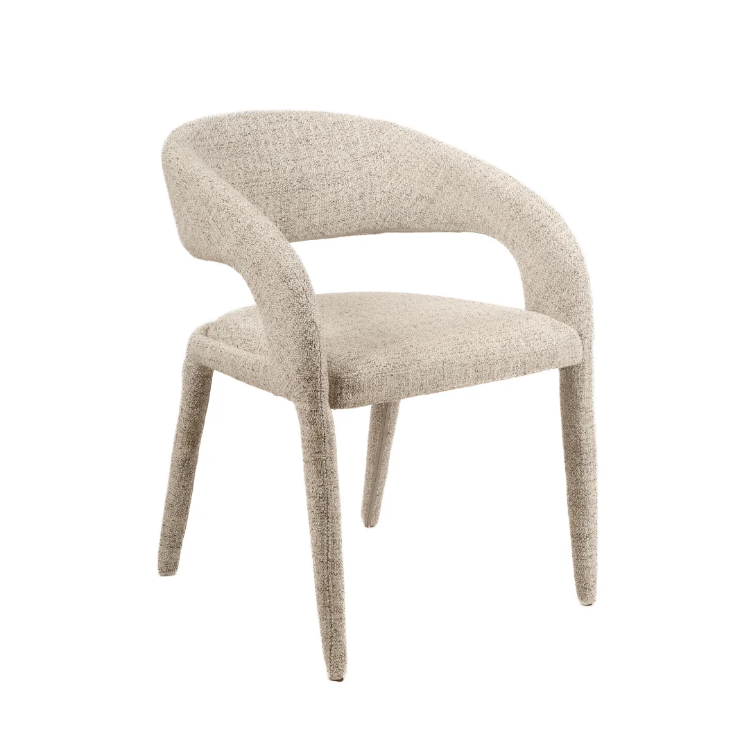 Minimalist Beige Fabric Dining Chair for Dining Room