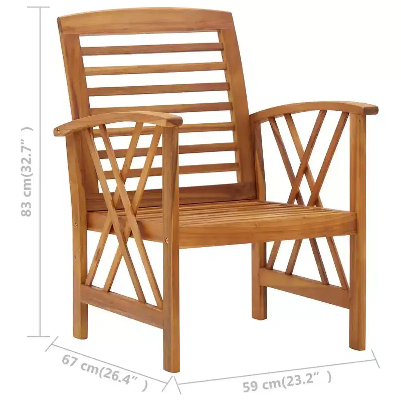vidaXL Garden Chair Set of 2 Natural Wood Solid Acacia Wood - Brown
