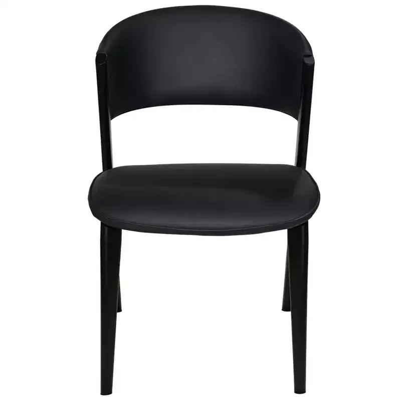 LeisureMod Aspen Series Upholstered Dining Chair in Leather Seats with Black Iron Frame and Legs, Modern Kitchen, Dining Room, Cafe Seating