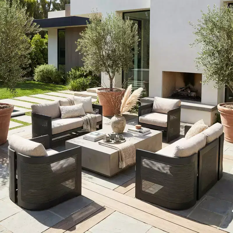 Christopher Knight Home Lalit Modern 4 Piece Patio Aluminum Seating Set with Cushion(Table Not Included)