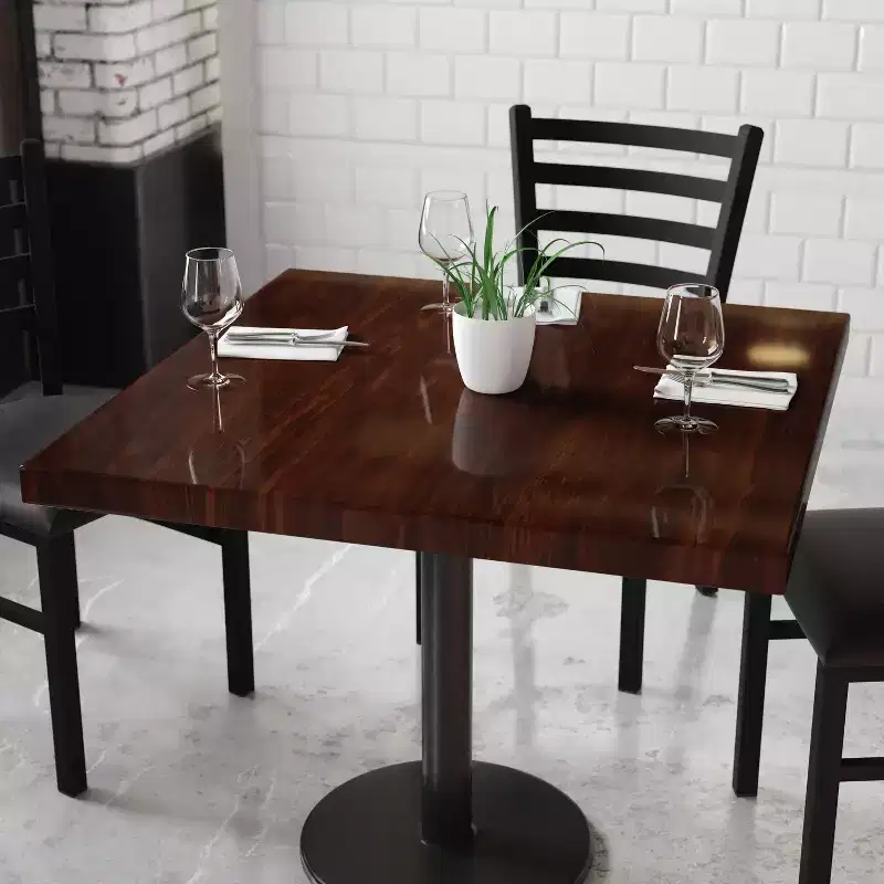 Emma and Oliver 36 Square High-Gloss Resin Table Top with 2 Thick Drop-Lip