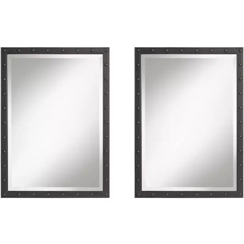 Braddock Black 28 x 38 Rectangular Wall Mirrors Set of 2