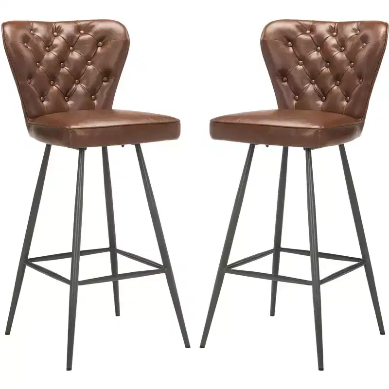 Aster Mid-Century Modern Tufted Bar Stool (Set Of 2) - FOX1703 - Safavieh Couture