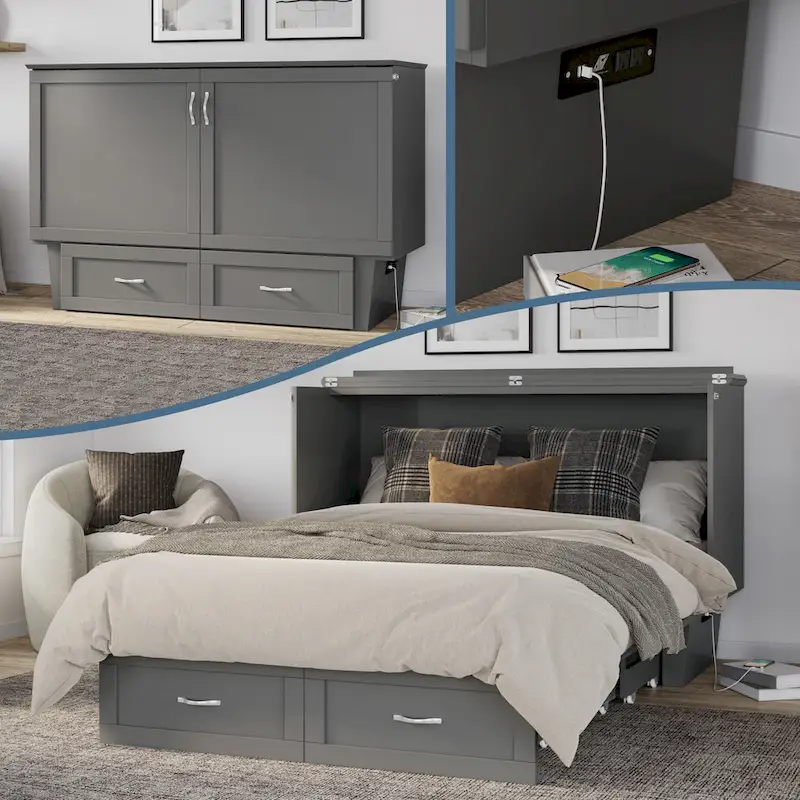 Queen Murphy Bed Chest with Mattress