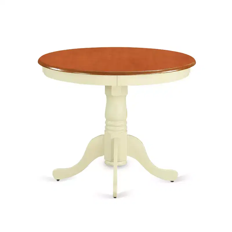 5 Piece Dining Set - Kitchen Table & 4 Chairs - Round Pedestal Table - Buttermilk Cherry Finish