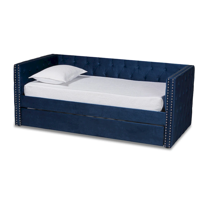 Larkin Modern Velvet Fabric Upholstered Daybed with Trundle