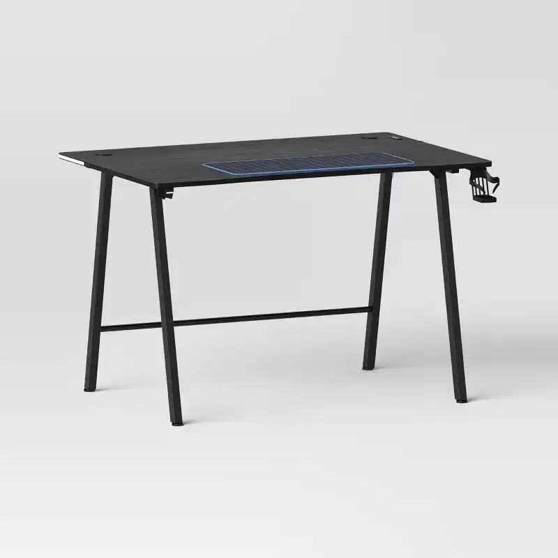 Gaming Desk with LED Lights and Headphone Holder – 44.09