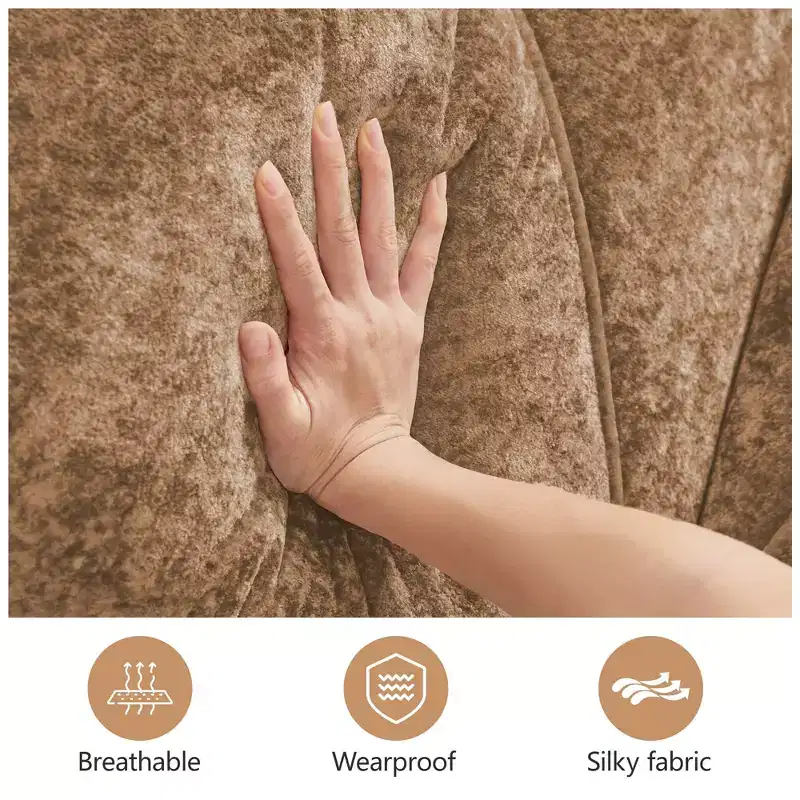 Clihome 110Boneless Sofa With Tufted,Soft Velvet Fabric,Modular Sectional Sofa,32D High Density Sponge,Anti-Slip Design,Ergonomic Design Bottom