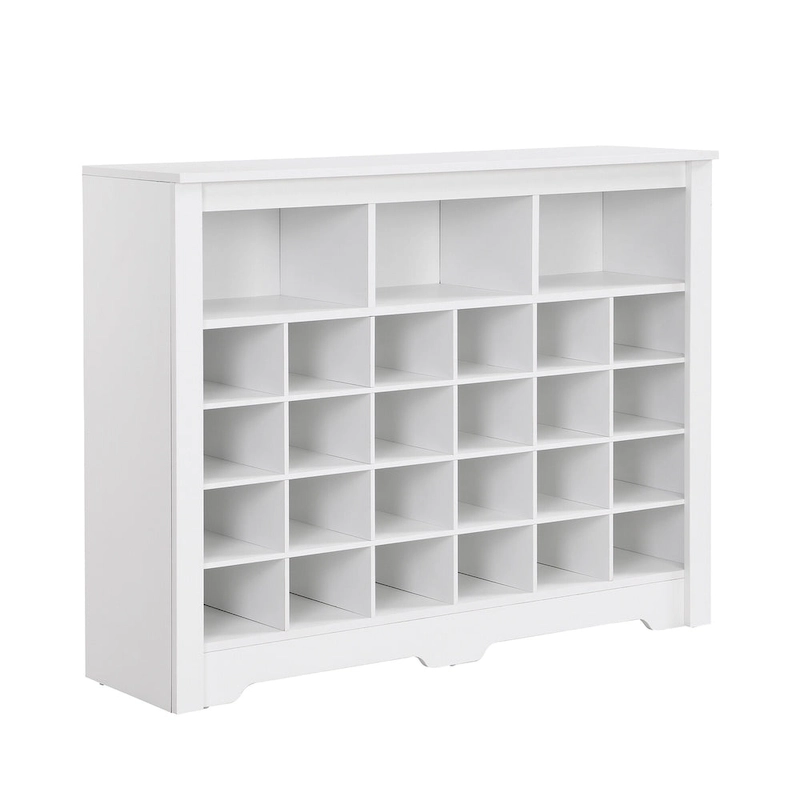 Sleek Design 24 Shoe Cubby Console, Modern Shoe Cabinet with Curved Base, Versatile Sideboard with High-quality