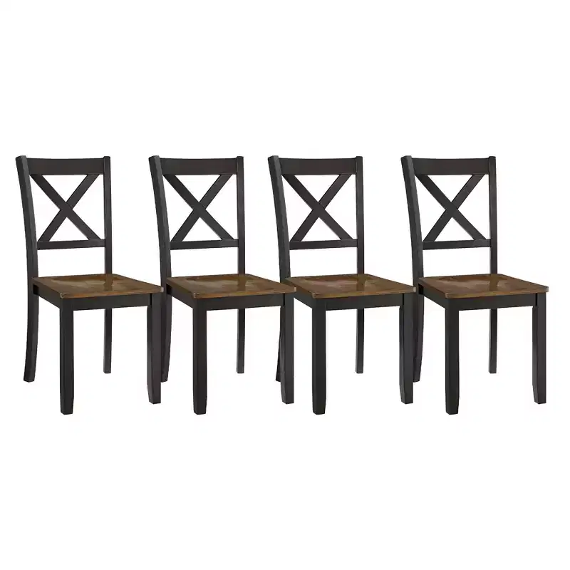 X-Back Farmhouse Wooden Kitchen Dining Chair in Black/Brown