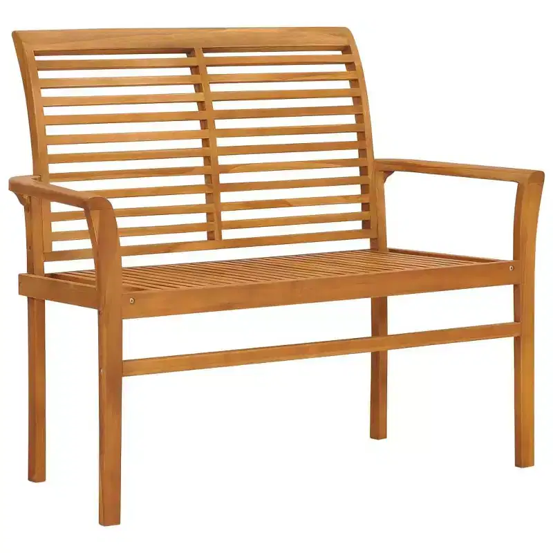 vidaXL Solid Teak Wood Patio Bench - Fine Sanded Outdoor Seating - Refined, Weather-Resistant Garden Furniture - Warm Color Finish - 44.1