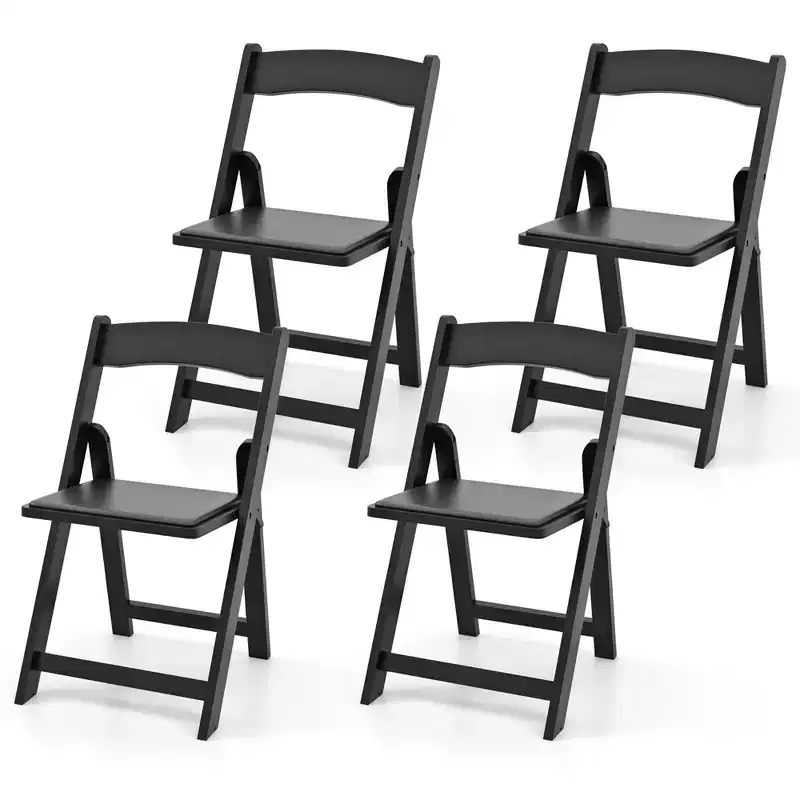 4 Dining Chairs w/ Rubber Wood Legs & Padded Seat for Home Office Events