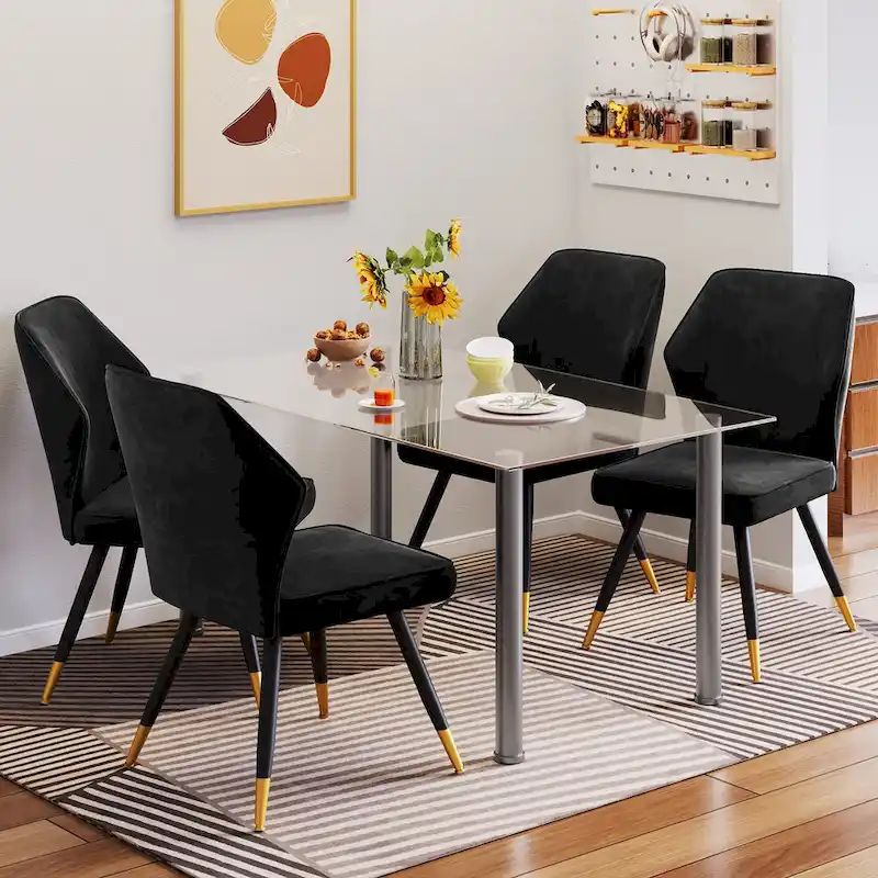 Mid Century Modern Dining Chairs Set of 2 - Faux Leather with Metal Legs