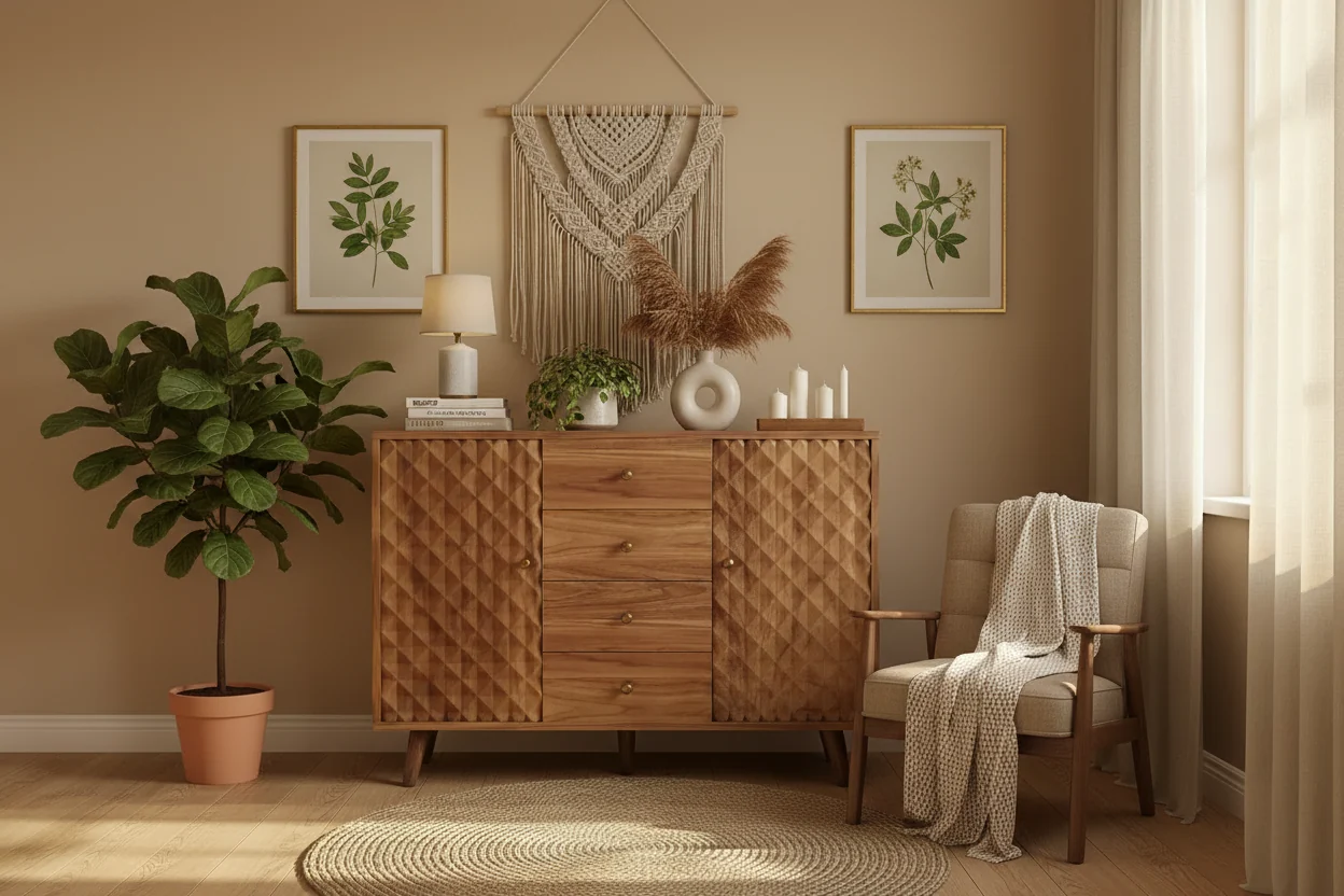 Sideboard Cabinet with 4 Drawers, Buffet Cabinet with Storage,Mid Century Modern Sideboards with 2 Door, Kitchen, Dining, Living Room