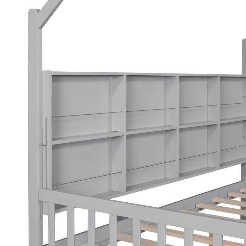 Full Solid Wood House Day Bed with Trundle