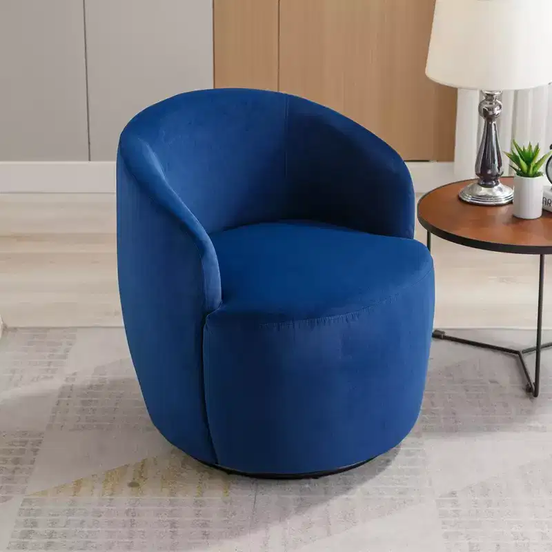360° Swivel Teddy Fabric Accent Chair with Armrests, High-Density Sponge, 250 lbs Capacity