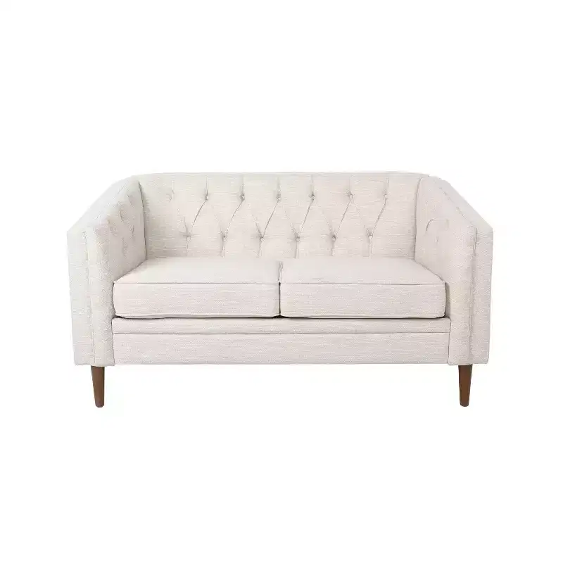 Christopher Knight Home Cantrell Tufted Loveseat Beige/Espresso