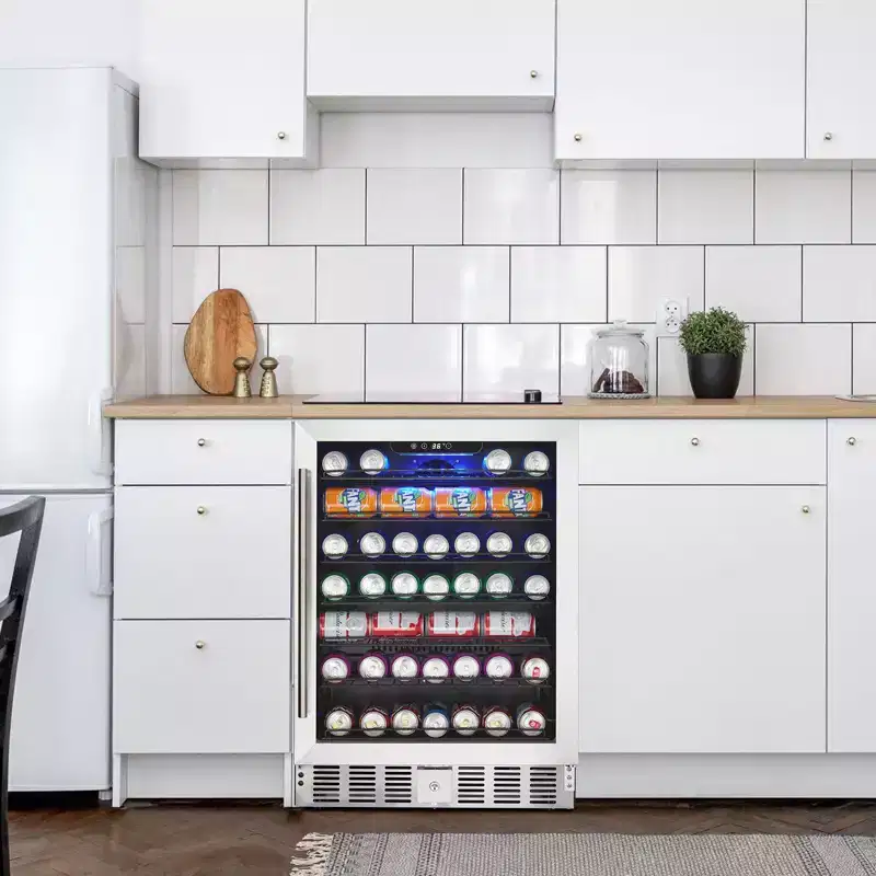 24 Inch Beverage Refrigerator, 5.1 Cu.ft Beverage Cooler Under Counter, 166 Cans Drink Fridge for Drinks, Soda, Beer or Wine