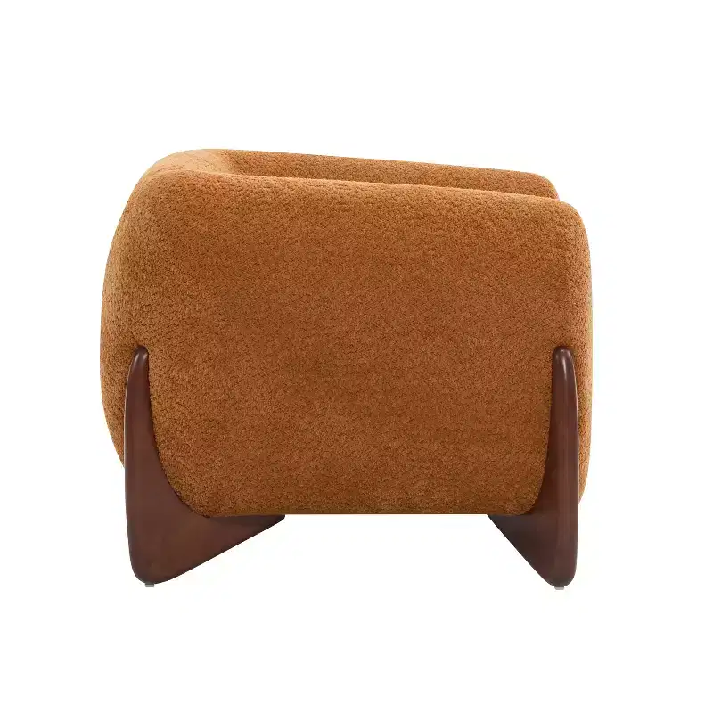 Birch Wood Boucle Upholstered Club Chair