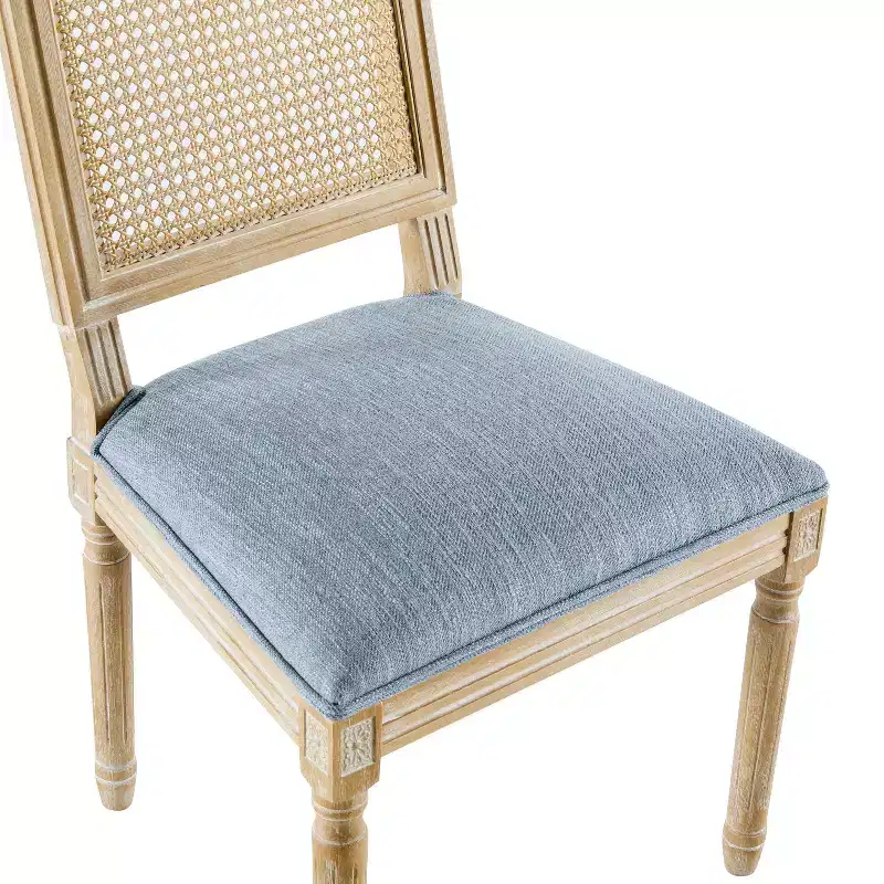 Christopher Knight Home Set of 6 Brielle French Country Wood and Cane Upholstered Dining Chairs Slate Blue