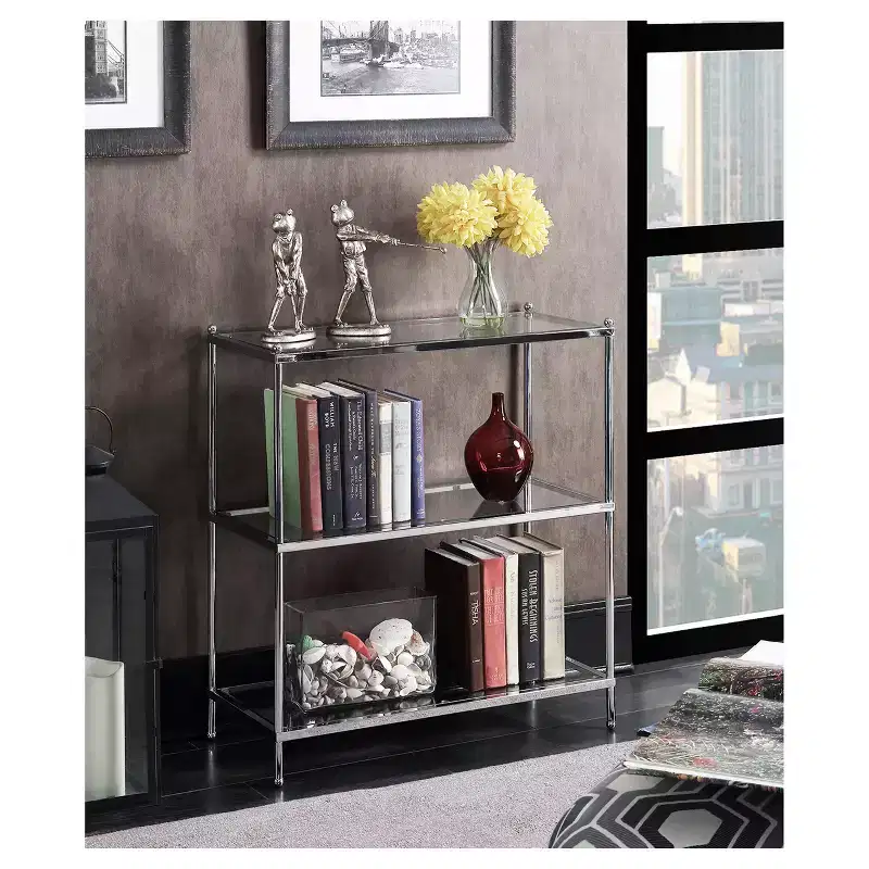 30.25" Royal Crest 3 Tier Bookcase Chrome - Breighton Home