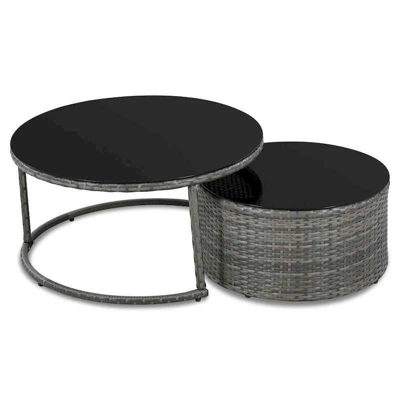 9-Piece Half-Moon Sectional Set with Nesting Table & Armchairs