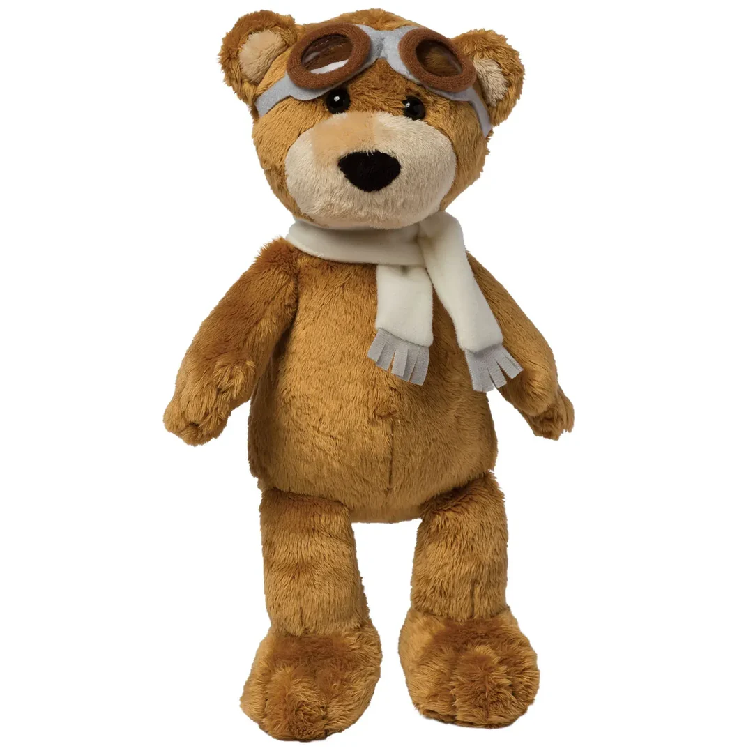 Aviator Bear Plush Stuffed Animal Pilot Toy Brown Teddy Figure