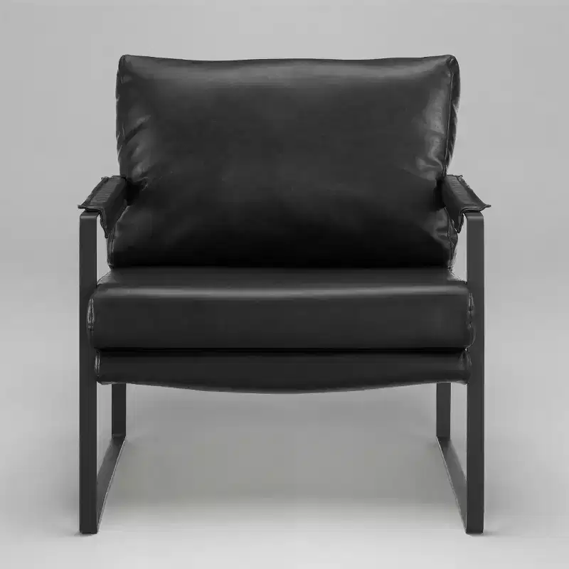 Art Leon Faux Leather Cushioned Seat and Back Accent Chair