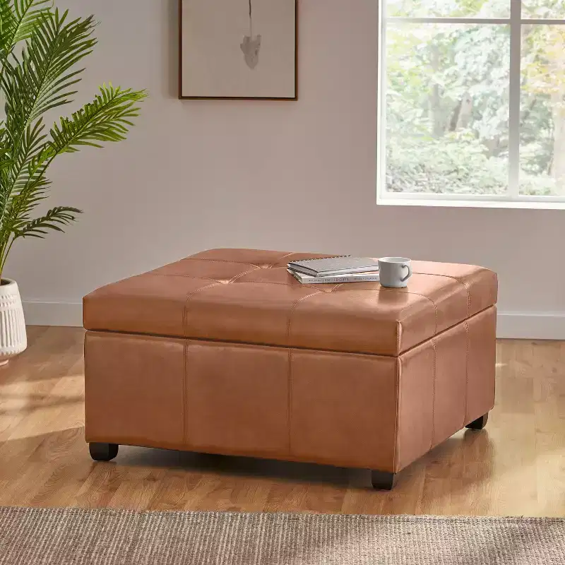 Contemporary Upholstered Tufted Storage Ottoman