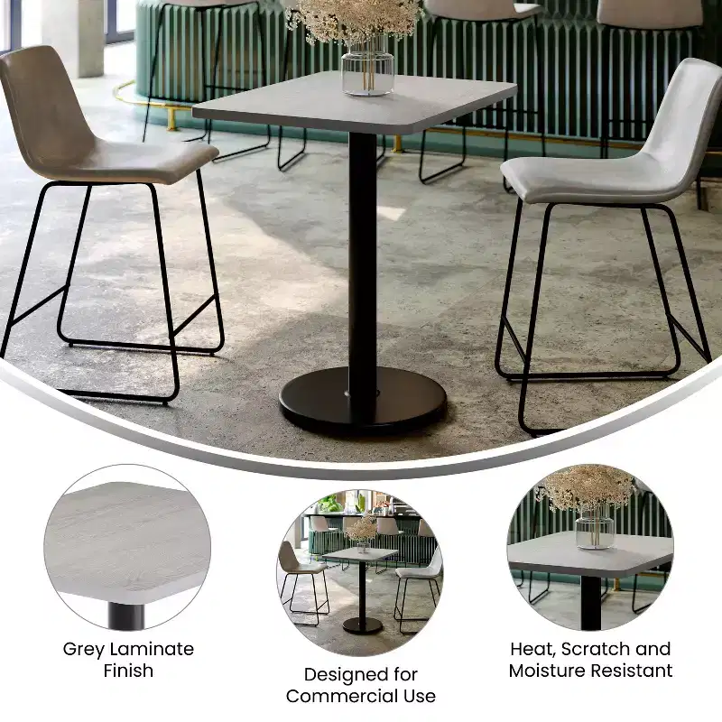 Flash Furniture 24'' x 30'' Rectangular Laminate Table Top with 18'' Round Table Height Base