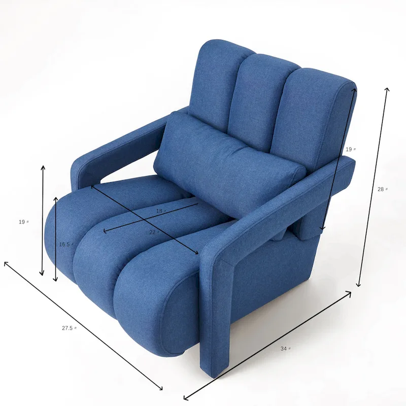 Navy Blue Modern 27.5 Accent Chair with Pillow