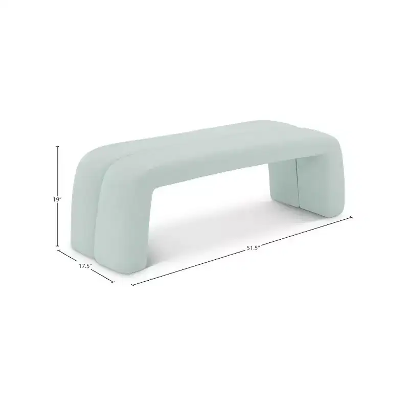 Mint Vegan Leather Channel Tufted Bench, 51.5