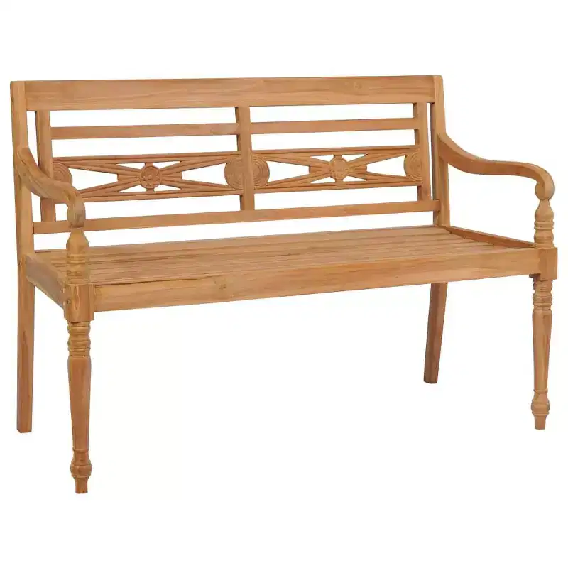 vidaXL Batavia Bench Garden Bench Patio Loveseat with Cushion Solid Wood Teak