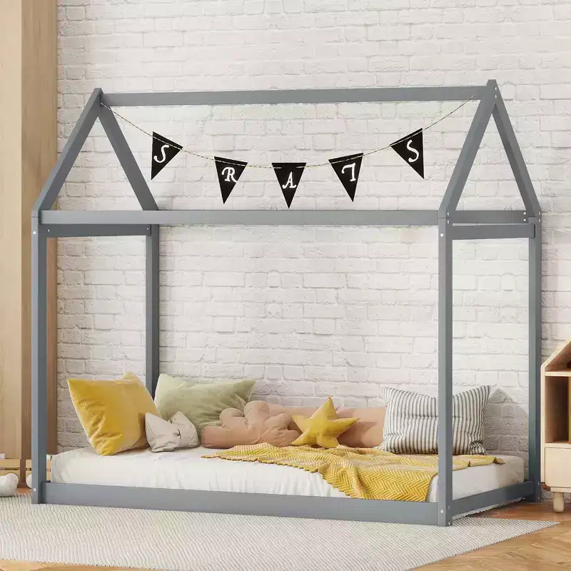 Whisen Twin Size Wooden House-Shaped Platform Bed