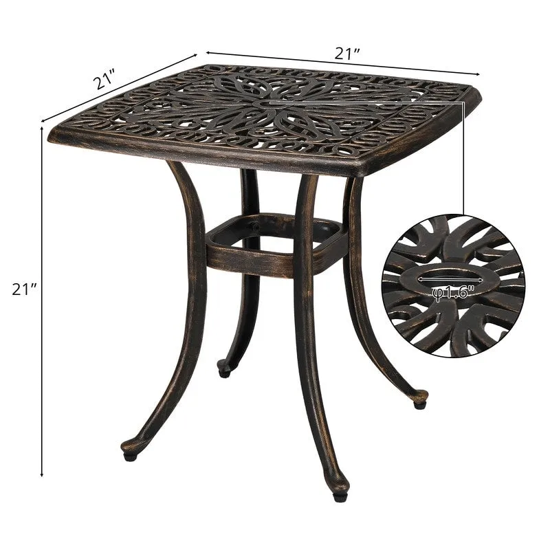 Patio 21  Cast Aluminum Dining Table with Umbrella Hole