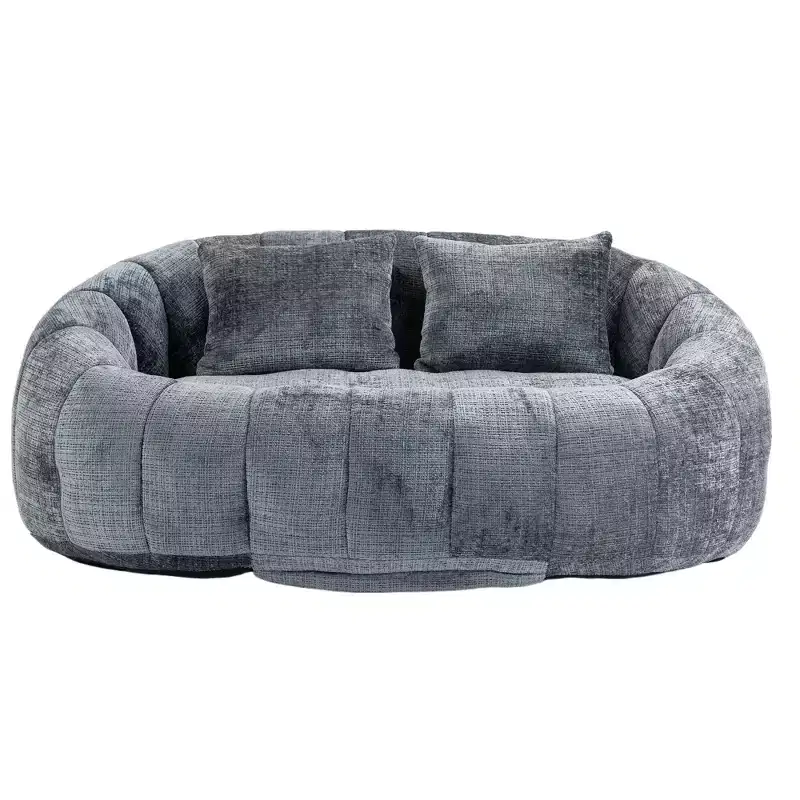 GDFStudio Anna Chenille Tufted 57.06 W Bean Bag Sofa with 2 Pillows