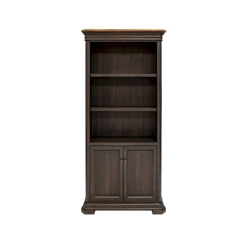 Executive Bookcase With Doors, Fully Assembled, Brown - 36W x 78H x 14D