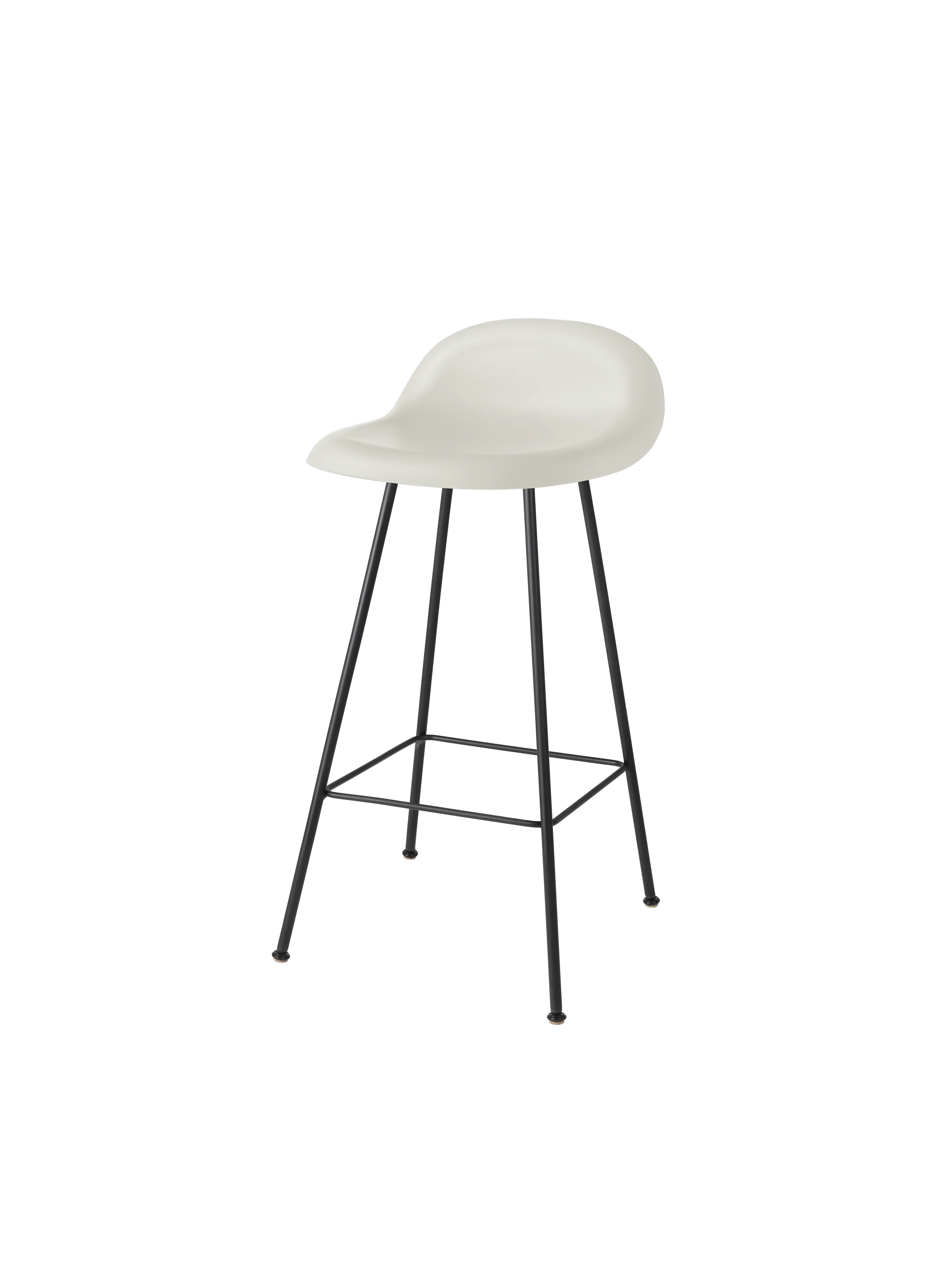 Modern Black 3D Molded Unupholstered Counter Stool with Antique Brass Legs for Kitchen or Bar