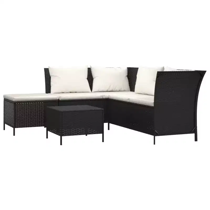 vidaXL Patio Lounge Set with Cushions Poly Rattan Sofa 3/4 Piece