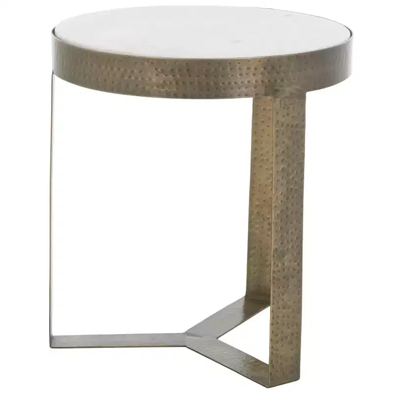 Triss Round Accent Table - ACC4617A - White Marble/Antique Brass - Safavieh