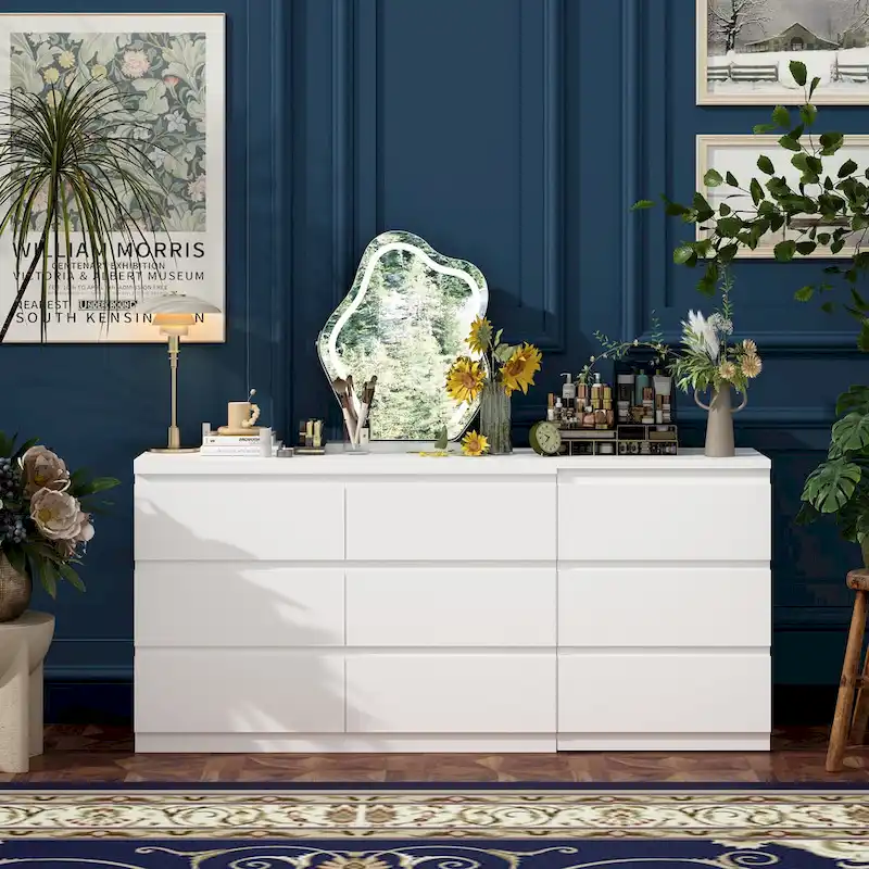 Office Desk: Expandable & Convertible with Ample Drawer Space Dresser