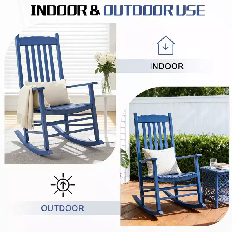 Karl Home | 24-Inch Solid Wood Patio Rocking Chair