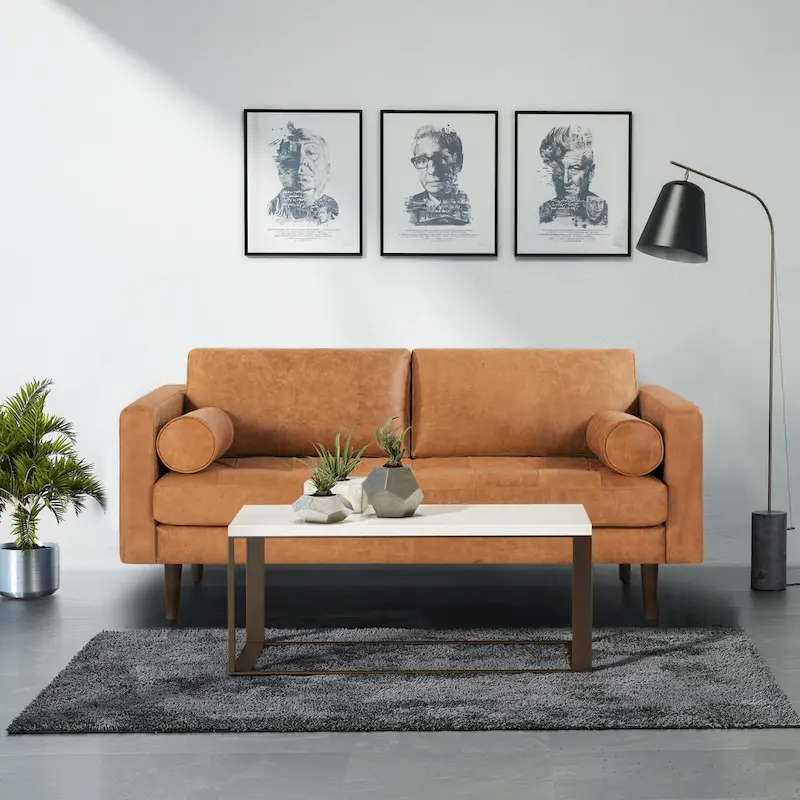 Poly & Bark Napa 72 Apartment Sofa - Full Grain Genuine Italian Leather