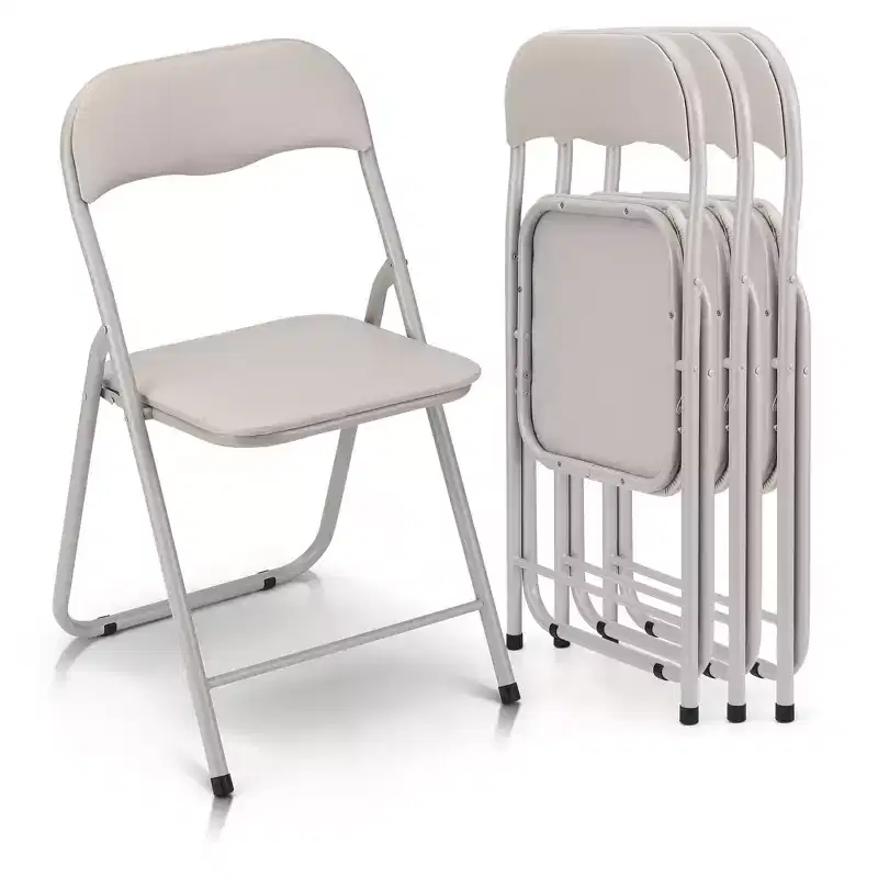 4 Pack Folding Chairs with Cushion and Metal Legs, Non-Slip Feet Pads for Outdoor & Indoor Event Portable